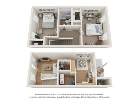Floor plan for 2 beds, 1.5 baths, 960 sqft
